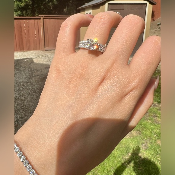 Brand New Moissanite Asscher Cut 2CT Ring 18K White Gold Plated Sterling Silver - Picture 10 of 16